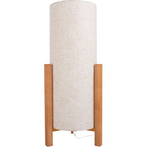 Lampe de table classique en bois avec abat-jour en tissu, douille E27, hauteur 52 cm - PANGIVO (1/5)