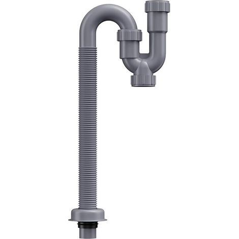 Siphon en forme de U - siphon d'évier, kit de vidange pour lavabo de salle de bain, avec tuyau de vidange flexible et extensible, adapté aux siphons d'évier d'un diamètre intérieur de 32 mm (1/4)