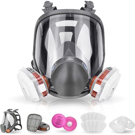 Masque Respirateur avec Cartouches Anti-Vapeur,Protection Respiratoire Visage pour Ponçage,Polissage,Soudure et Peinture,Écran Facial pour Travaux de Graffiti (1/5)