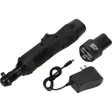 Clé à cliquet métallique électrique 12V multifonction avec angle droit 90°, set 3/8" (prise US 110V) (1/5)