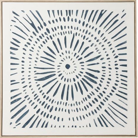 Tableau Déco "Circle" 80x80cm Blanc & Bleu