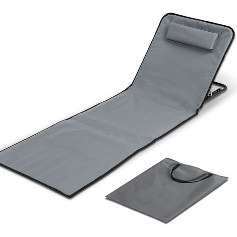 Tappetino da spiaggia con tracolla con poggiatesta poggiatesta schienale regolabile in poliestere 600D Grigio 1 pezzo 158cm x 55cm (1/5)