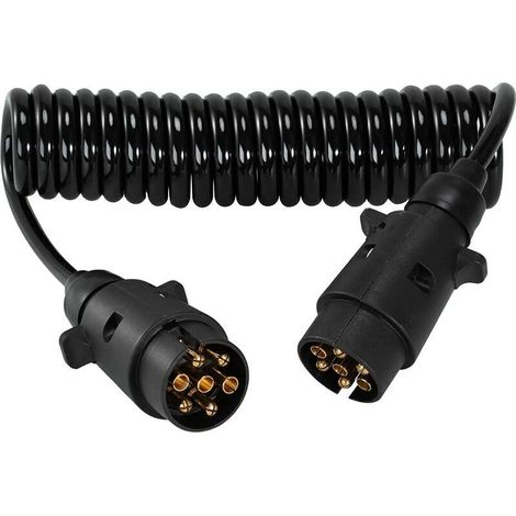 - Câble spiralé d'extension de remorque à 7 broches avec connecteur de prise de courant pour adaptateur de remorque, connecteur de câble de câblage électrique à 7 conducteurs pour caravane de (1/5)