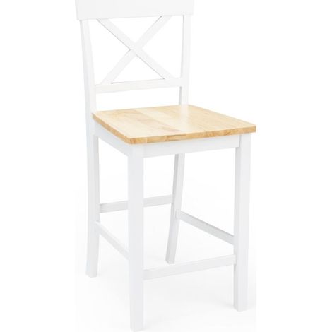 Home Heavenly® - Pack 2 taburetes de cocina JUSTIN. Taburete blanco para isla o mesa alta.  Color: Blanco (1/5)