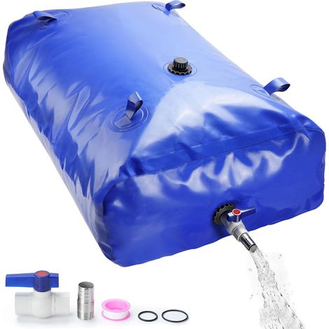 Réservoir d'eau de grande capacité, seau de collecte d'eau, vessie de stockage d'eau, réservoir d'eau - portable et pliable, adapté à l'approvisionnement en eau d'urgence, à l'irrigation, etc. (240L) (1/4)