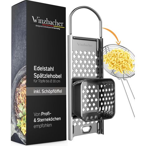 1 Râpe à spätzle, Acier inoxydable, Longueur 33 cm, Plastique sans BPA, Pour casseroles 16-30 cm (1/5)