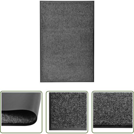 Tapis d'entrée -  Paillasson lavable Anthracite 60x90 cm (1/5)