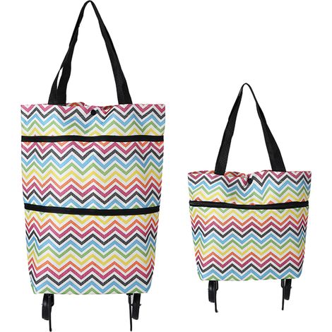 Einkaufstasche mit Rollen – Reisetasche – Große Tragetasche – Strapazierfähige Oxford-Tasche (38 x 44 cm) – Mehrfarbig/1 Stück (1/5)