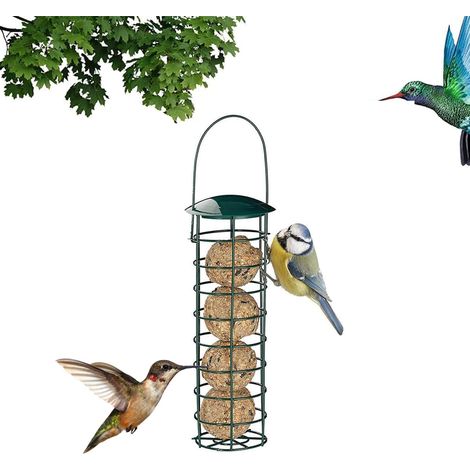 Mangeoire Oiseaux, Mangeoires Oiseaux Sauvages, Mangeoire Oiseaux Exterieur, Mangeoire Oiseaux Métal, Mangeoires Oiseaux Suspendues, pour Moineaux et Divers Oiseaux Sauvages, Vert
