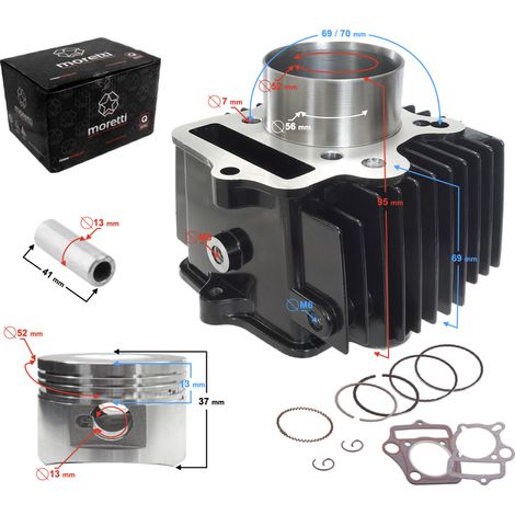 Cilindro Moretti per ciclomotore in alluminio 4T 110cc 152FMB (1/5)
