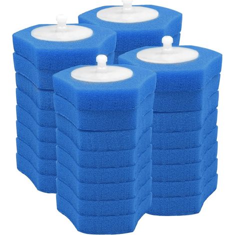 Lot de 32 têtes de brosse WC jetables, QttvbTna, éponge compacte, coloris variés, 7 cm (1/2)