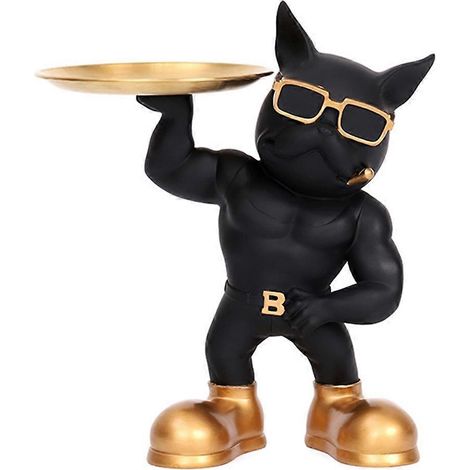 Plateau porte-clés de bureau, statue de bouledogue, plateau de table décoratif, rangement B-- (1/5)