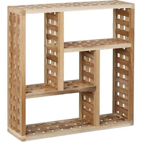 Mensola da parete decorativa bagno 5 scomparti portaoggetti moderno 70 x 20 x 10 cm in legno noce 130003569