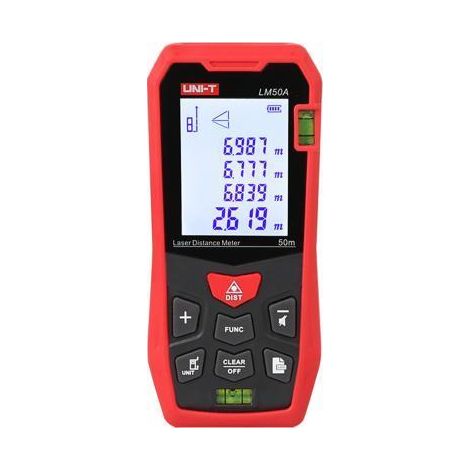 Uni-T LM50A dispositivo de medición láser rojo y gris