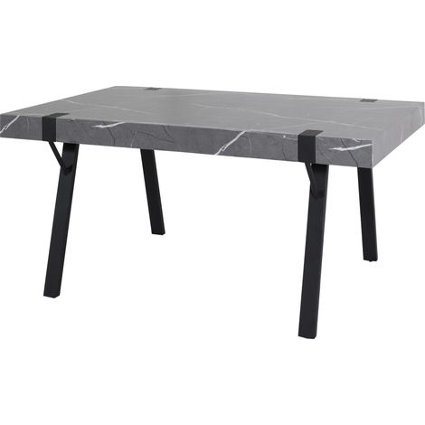 [NON UTILIZZATO] Tavolo sala da pranzo cucina HHG-741 75x150x90cm ferro verniciato MDF effetto marmo grigio