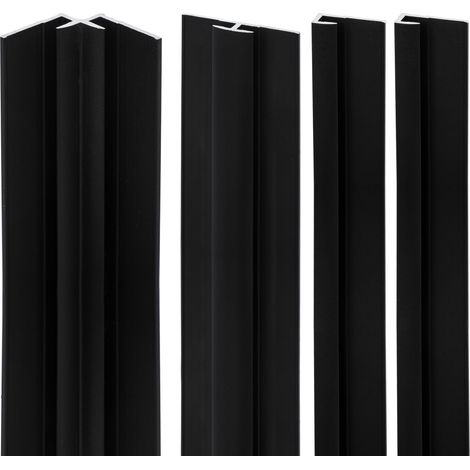 Verkleidungsplatte DecoDesign Zubehörset von Schulte, beinhaltet 2 Endprofile, 1 Eckverbinder in Ecke, 1 Flächenverbinder, 255cm, Set in Matt Schwarz (1/4)