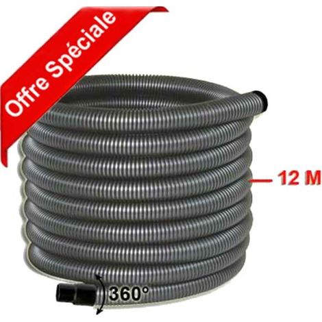 Atepac – Flexible pour aspiration centralisée rétractable dans le mur – Longueur 9 à 18m – Compatible Retraflex – Souple et anti-écrasement