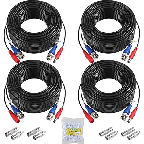 DC Power Video Cable BNC Video Connector CCTV Camera DVR Black (1/5)