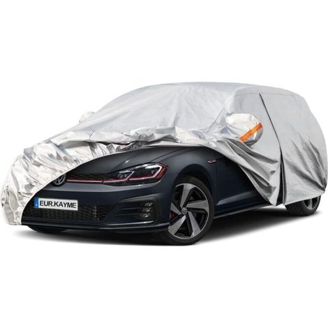Bâche Voiture Étanche Respirante, Housse de Protection Voiture Extérieur Contre Pluie Soleil avec Zip et Doublure en Coton, Compatible avec Golf, 308, Captur, Mégane pour a Hayon 415 à 450 cm