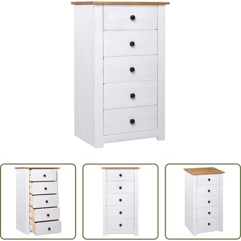 Kiefernholz - Sideboard Weiß 46x40x89 cm Kiefernholz Panama (1/5)