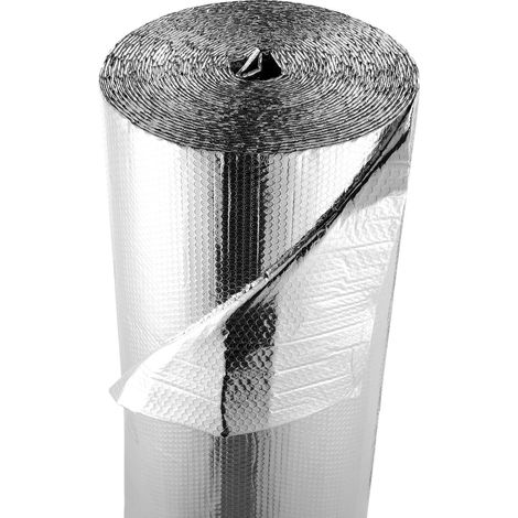 Isolant thermique double réfléchissant, 30,48 x 1,22 m, rouleau d'isolation barrière radiante à bulles d'air, 6 mm, feuille en aluminium double face, pour porte de garage, toit de camping-car (1/5)