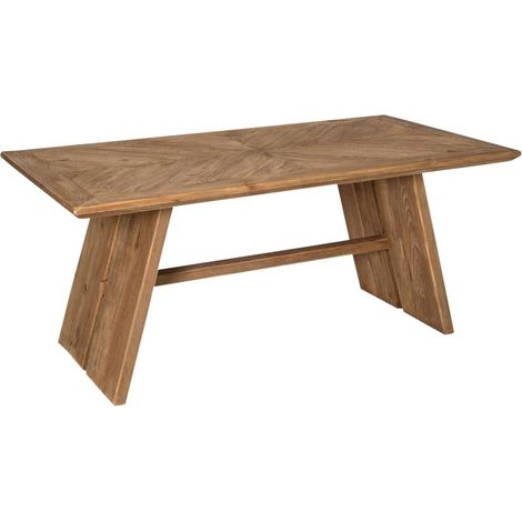 Made In Meubles – Table à manger en bois recyclé – Plateau chevron 180x95cm – Piétement compas robuste – Unique et authentique (1/5)