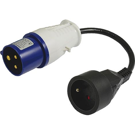 Adaptateur pour caravane 2 phases et terre avec cable 0,3x1.5 mm