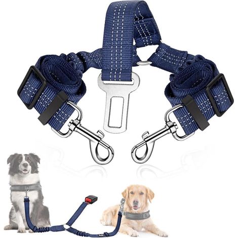 SlowTon Anschnallgurt Hund Auto verhedderungsfrei elastisch blau (1/5)