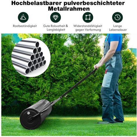 Rasenwalze aus metall gartenwalze zur befestigung graswalze 99 x 30 x 137 cm schwarz
