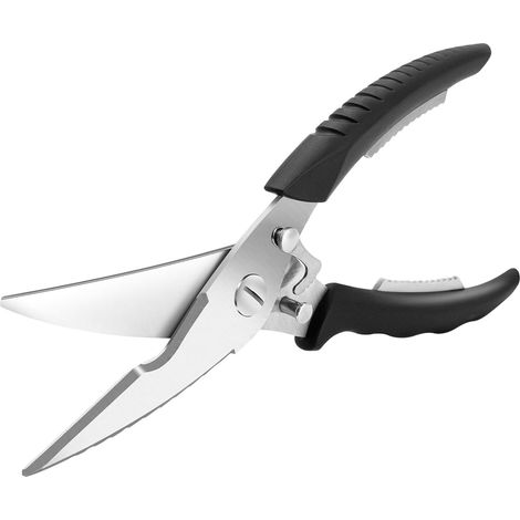 Forbici da cucina con manici in metallo, forbici affilate in acciaio inox per ossa (E)