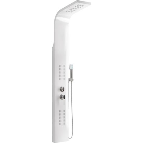 COLONNA PANNELLO DOCCIA IN ACCIAIO INOX BIANCO LUCIDO CON DOCCETTA,FLESSIBILE E GETTI ORIZZONTALI MA - BIANCO LUCIDO - AER