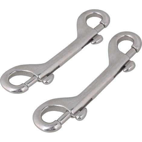 Lot de 2 mousquetons double extrémité en acier inoxydable - Utilisation pour laisse de chien - Multi-usages - Camping familial en plein air (1/5)