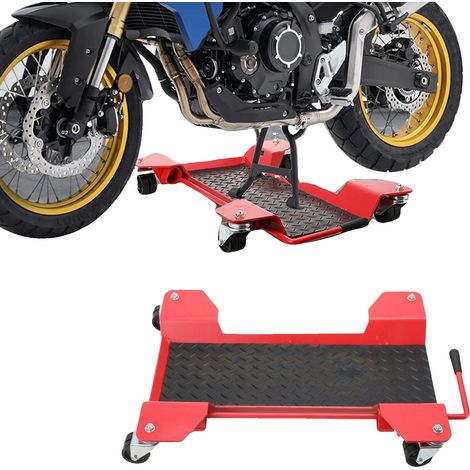 Carro para motocicletas, capacidad de carga de 360 ​​kg, ruedas giratorias de 360°, sistema de frenado integrado, construcción robusta de acero, apto para motocicletas todoterreno. (1/5)
