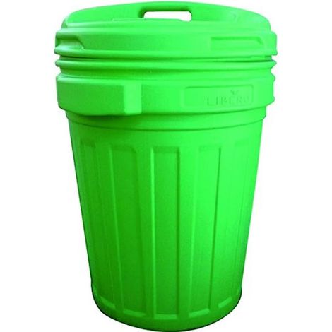 BIDONE CON COPERCHIO A VITE LT.70  lt.70 colore verde, cm.50x68h.