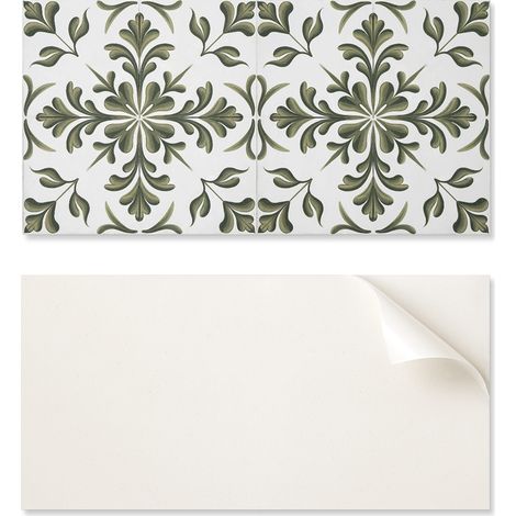 Azulejo decorativo de vinilo para pared de oficina con estampado de plantas sobre fondo de 10x40x20 cm.