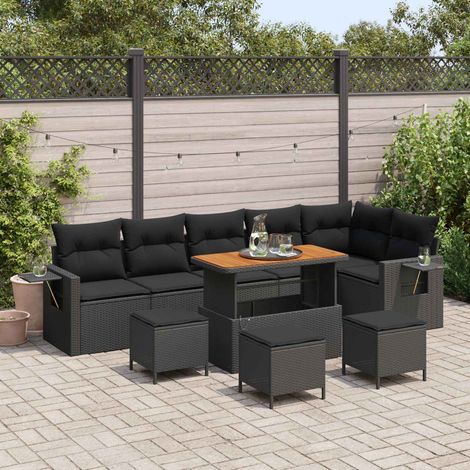 vidaXL Gartensofa-set 10 pcs Schwarz Poly-Rattan (1/5)