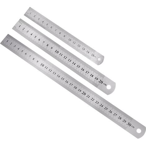 Règle - Lot de 3 - Acier Inoxydable - Double Échelle - Ingénierie et École - 15/20/30 cm (1/5)