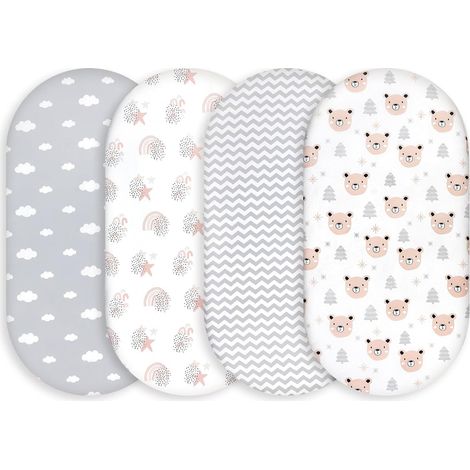 4 Piece Fitted Cot Bed Sheet Set - Playpen Mattress Protector, Cot Fitted Sheet (1/5)