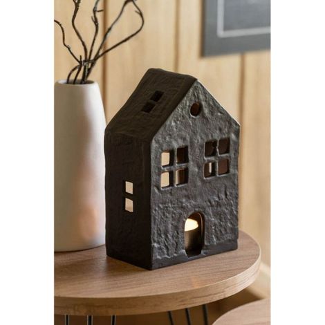 Bougeoir Déco 1 Bougie "Maison" 19cm Noir (1/5)
