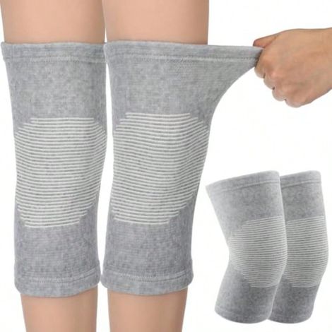 1 Paire de genouillère compressante en charbon de bois, unisexe, soutien genou élastique pour running, exercices, fitness et yoga, procure un soutien genouillère et réduit la pression sur le genou (1/4)