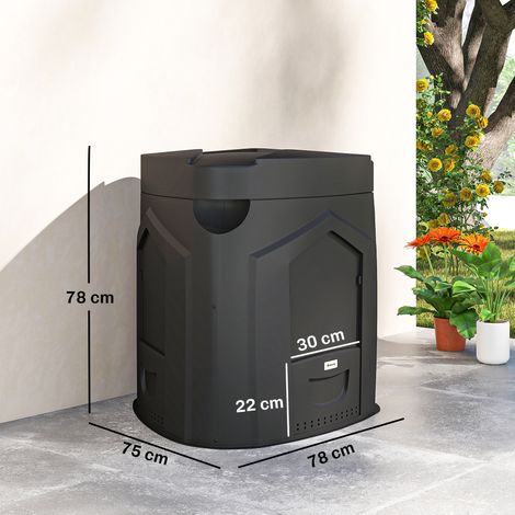 240L Gartenkomposter, Dreieckiger Kompostbehälter mit 3 Türen, Schwarz (1/5)