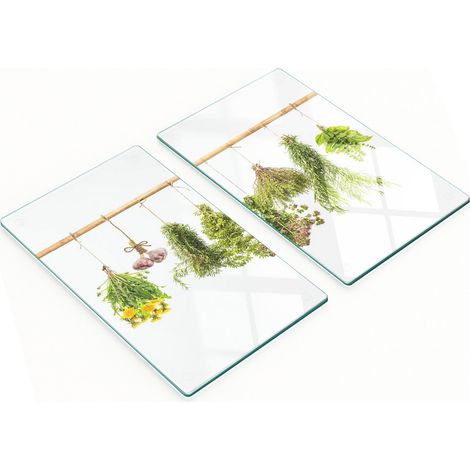 Dekorative Glas-Schneide- und Servierbretter mit Kräuterschnur, 2 x 30 x 52 cm (1/5)