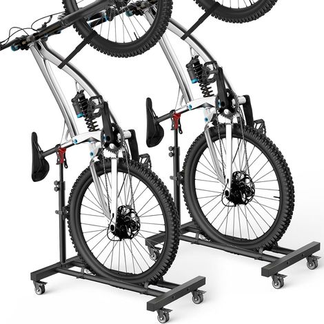 Support Vertical de Vélo avec Roues 360°,Jusqu'à 29 Pouces,2Pcs  Hauteur Réglable, Sans Perçage, Résistant jusqu'à 80 Livres, Support Autonome pour Garage (1/5)