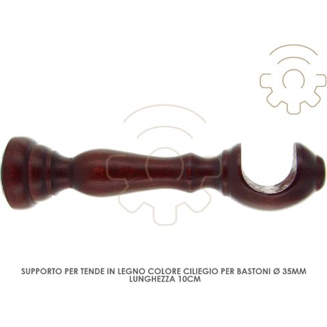 Paire de supports pour tringles A rideaux en bois de cerisier 35 mm A 10 cm du mur