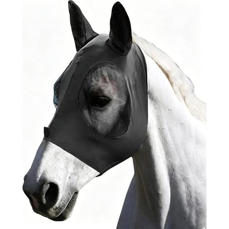 Masque Anti-Mouches pour Cheval avec Oreilles, Protection UV et Insectes, Masque Respirant en Filet pour l'été, Cagoule Contre moustiques et taons pour Chevaux et poneys (1/5)