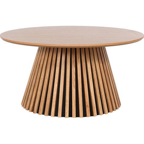 Table basse placage chêne - D.90 cm - Naturel clair - CARMIZA (1/4)