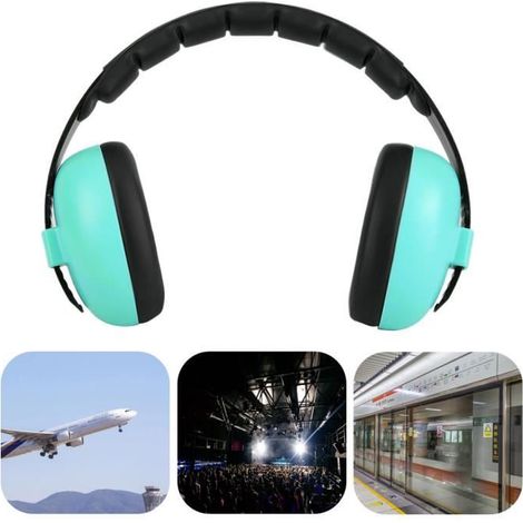 ARAMOX cache-oreilles antibruit Cache-oreilles anti-bruit de conception pliable de protection auditive de sommeil pour bébé (vert) (1/4)