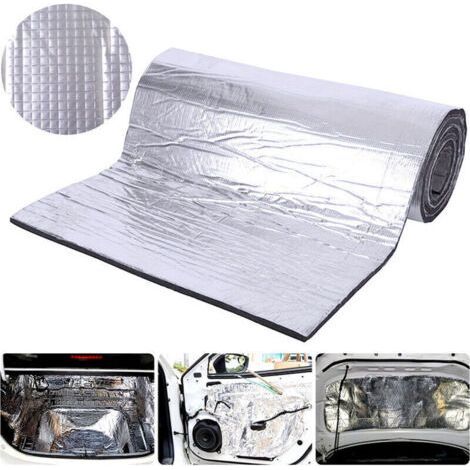 Tapis d'isolation thermique, acoustique et phonique autocollant pour voitures, imperméable, pour capot et coffre, 150 x 50 cm x 5 mm (1/4)