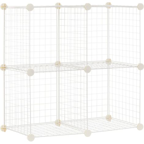 Lot De 6 Cubes De Rangement En Fil Métallique, Blanc, 76.96 X 37.08 X 113.79 Cm (1/4)