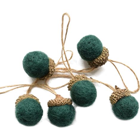 Glande En Feutre - Décoration De Noël Et D'Automne - Pour Arbre De Noël Porte Mur Et Jardin - Lot De 6 Pièces (1/5)